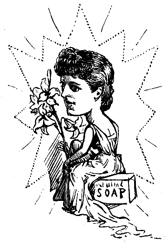 Illustration of a woman holding soap